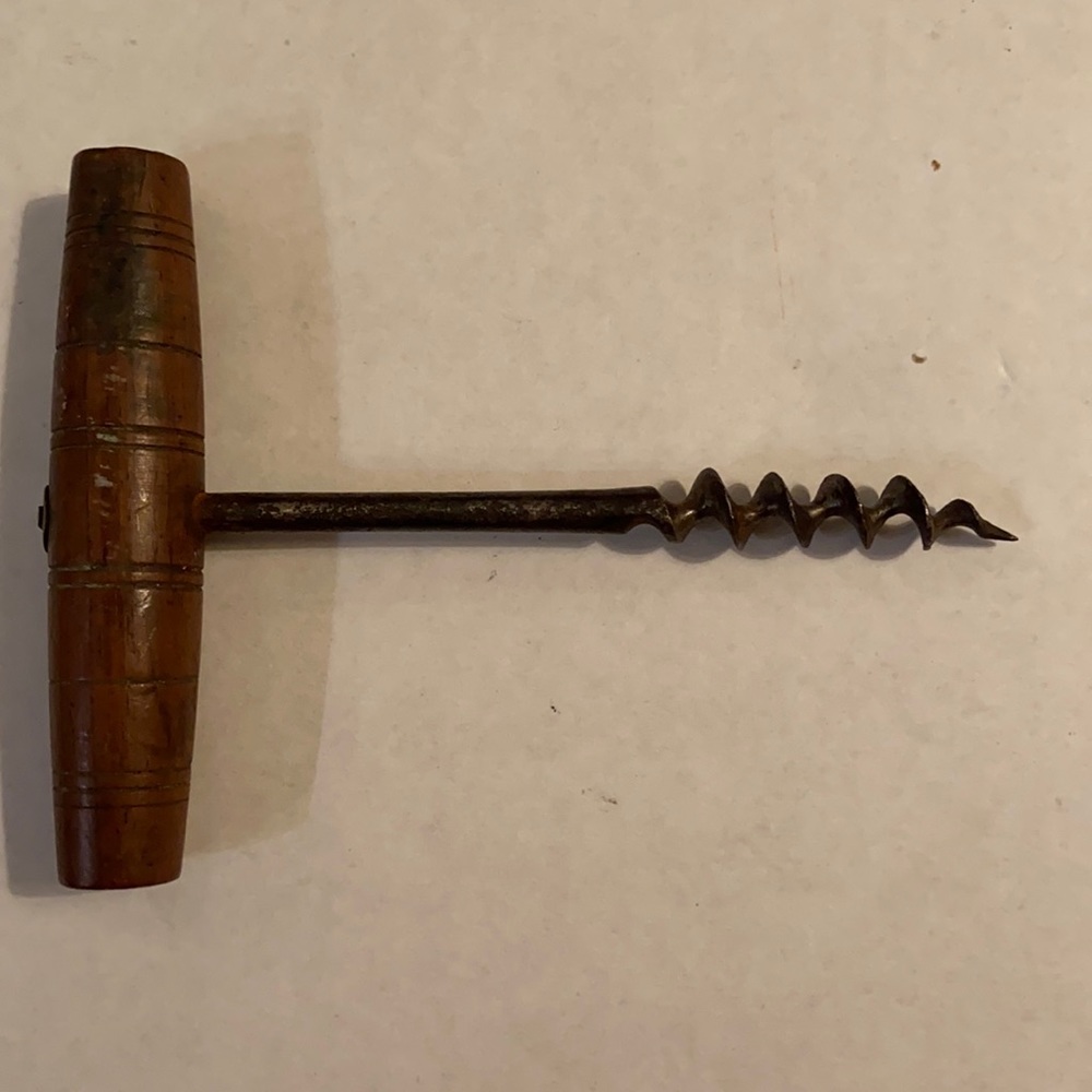 Antique Cork Screw Metal with Wooden Handle
